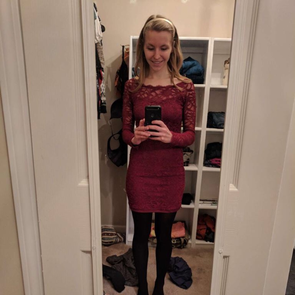 Cranberry Holiday Mini Dress (from Macy’s)